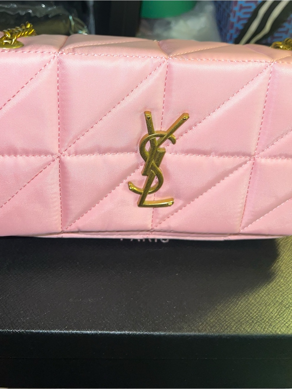 Pink Quilted Logo Shoulder Bag